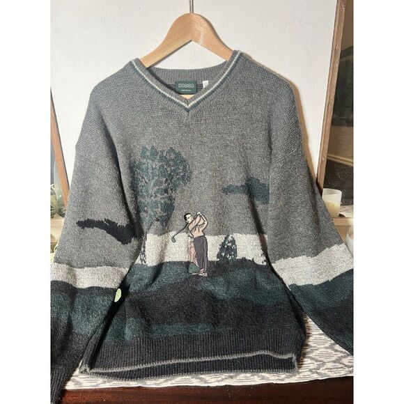 Mens Canda C&A Vintage 90s Embroidery Golf Oversized Grandpa Sweater y2k XL.   I - Picture 1 of 6